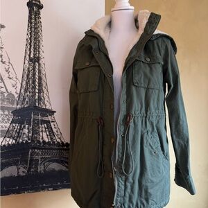 Market & Spruce Forest Green Utility Jacket with Fleece Lining